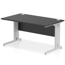 Load image into Gallery viewer, Dynamic 1400 Black Silver Wire Management Desk
