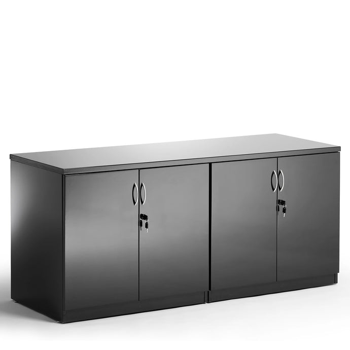 Double High Gloss Black Office Cupboard