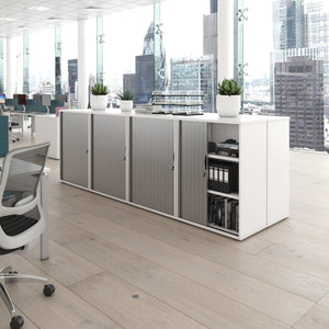 Wooden Tambour Unit Office Room Shot