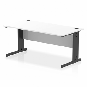 Dynamic 1600 White Black Wire Management Desk