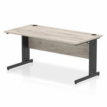 Load image into Gallery viewer, Dynamic 1600 Grey Oak Black Wire Management Desk
