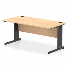 Load image into Gallery viewer, Dynamic 1600 Maple Black Wire Management Desk
