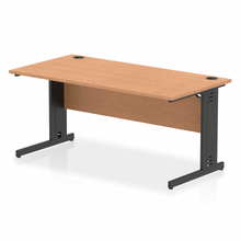 Load image into Gallery viewer, Dynamic 1600 Oak Black Wire Management Desk
